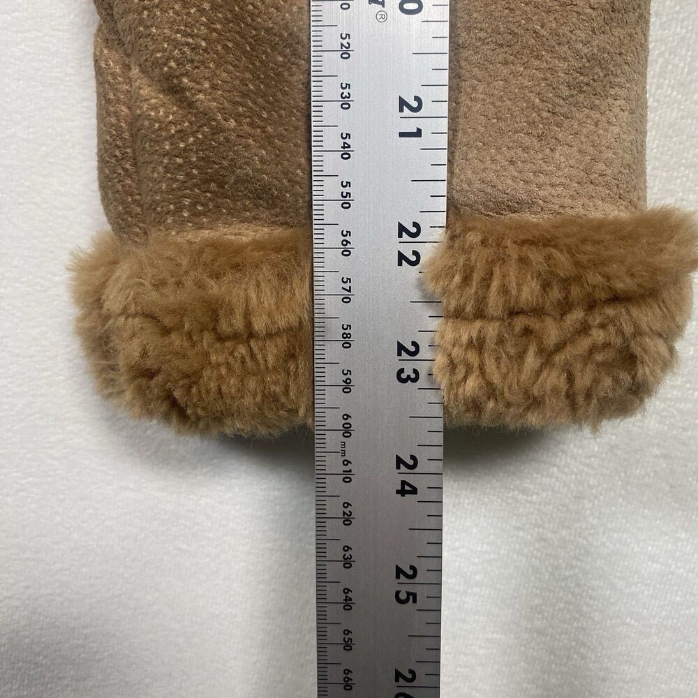 Vintage Nicole Miller Suede Leather Faux Shearling Long Coat Tan Y2K Women’s M - Picture 14 of 14